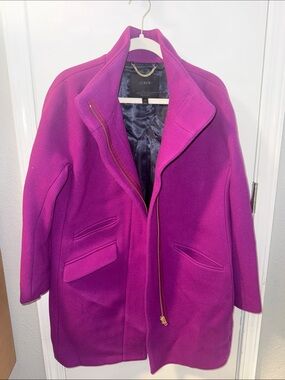J. Crew Women's Vibrant Magenta Wool Pea Coat